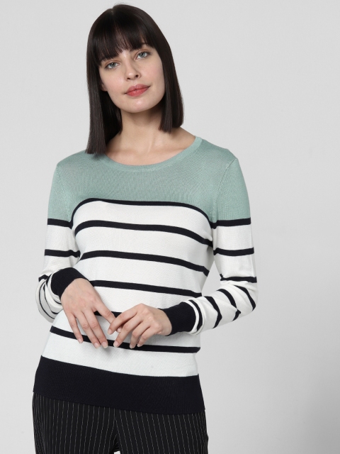 

Vero Moda Women Off-White & Black Striped Regular Top