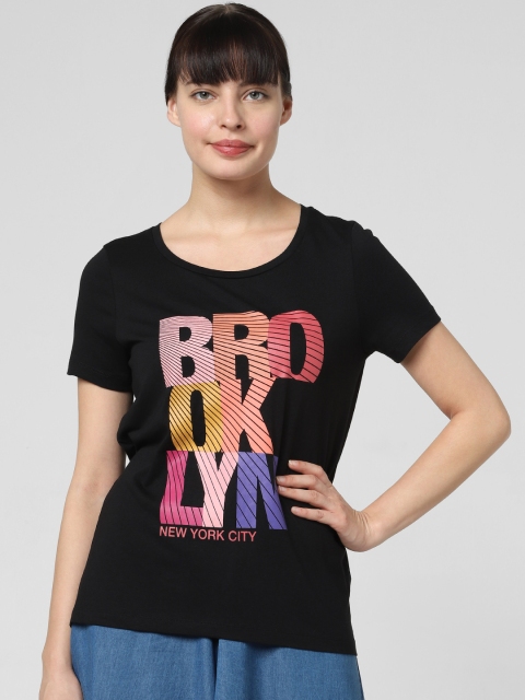 

Vero Moda Women Black Printed Round Neck T-shirt
