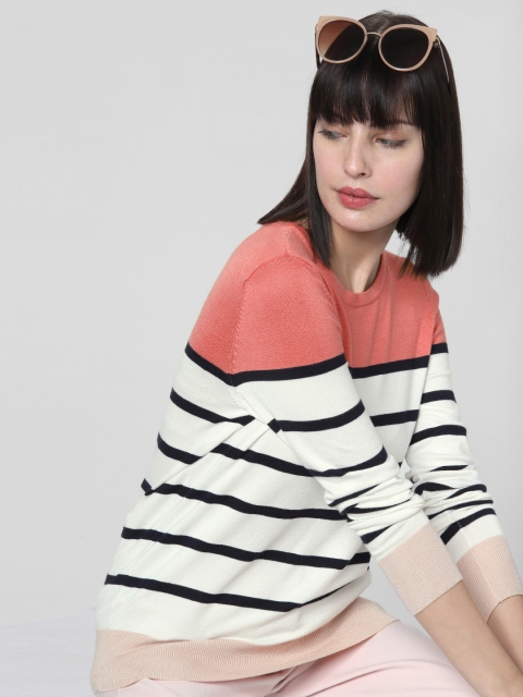

Vero Moda Women White Striped Styled Back Top