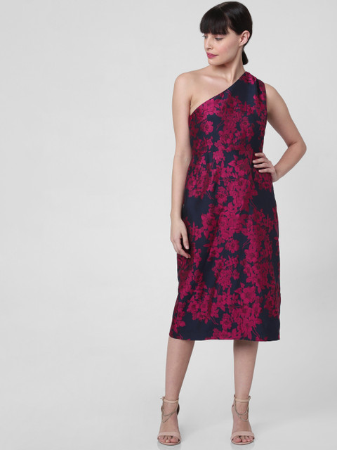 

Vero Moda Women Navy Blue & Pink Self Design Sheath Dress