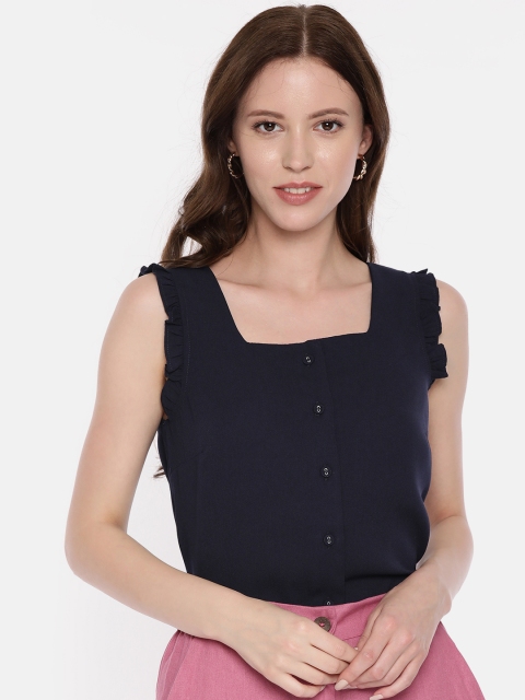 

Vero Moda Women Navy Blue Solid Top