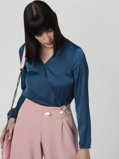 

Vero Moda Women Teal Blue Solid Blouson Top