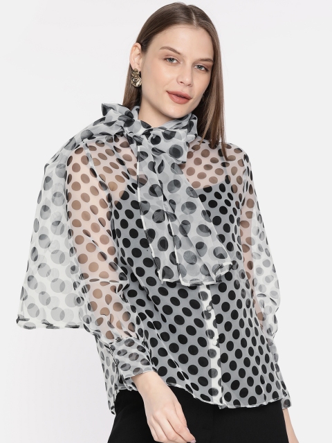 

Vero Moda Women White & Black Regular Fit Printed Casual Shirt with Scarf