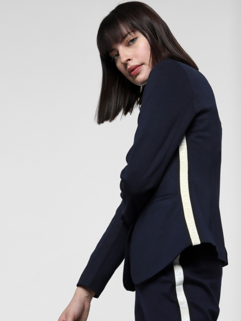 

Vero Moda Women Navy Blue Solid Tailored Fit Single Breasted Casual Blazer