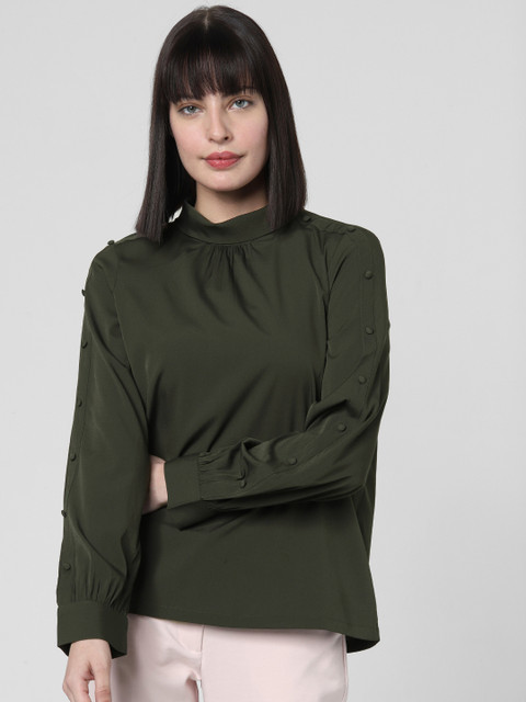 

Vero Moda Women Green Solid Regular Top