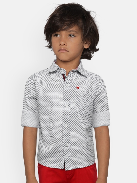 

612 league Boys White & Blue Regular Fit Printed Casual Shirt