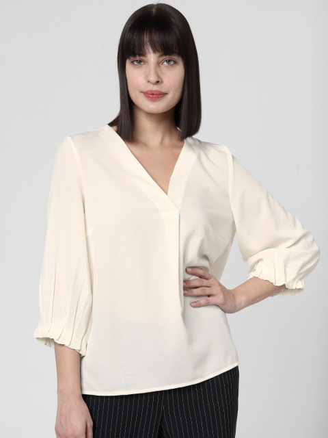 

Vero Moda Women Off-White Solid Regular Top