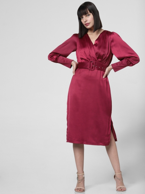 

Vero Moda Women Maroon Solid Wrap Dress