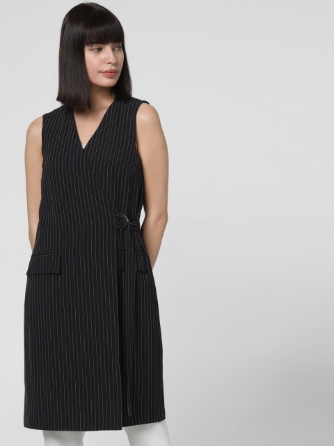 

Vero Moda Women Black & White Striped Wrap Tunic