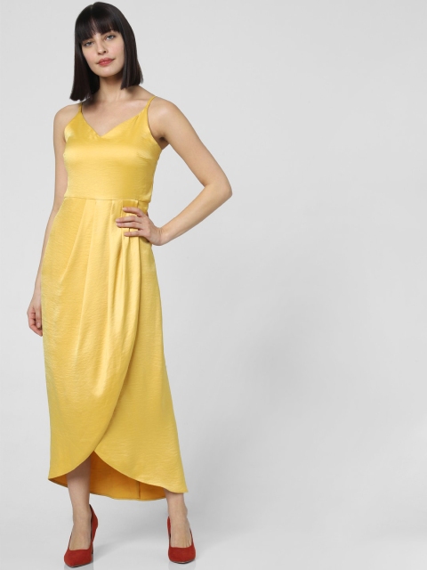 

Vero Moda Women Mustard Yellow Solid Maxi Dress With Gathered Detail