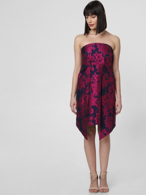 

Vero Moda Women Navy Blue & Pink Woven Design A-Line Dress With Layered Detail