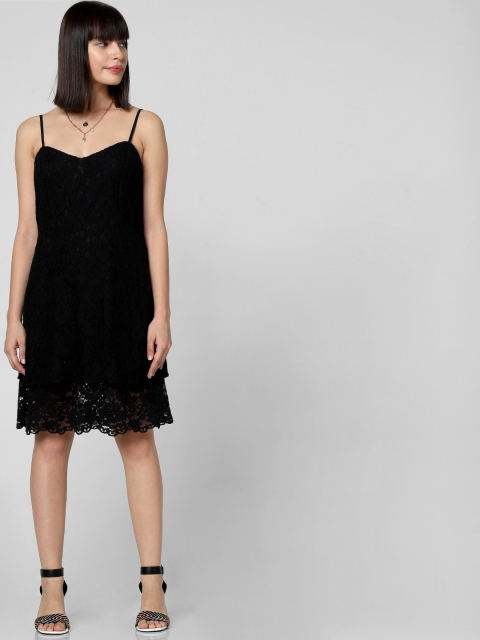 

Vero Moda Women Black Self Design A-Line Dress