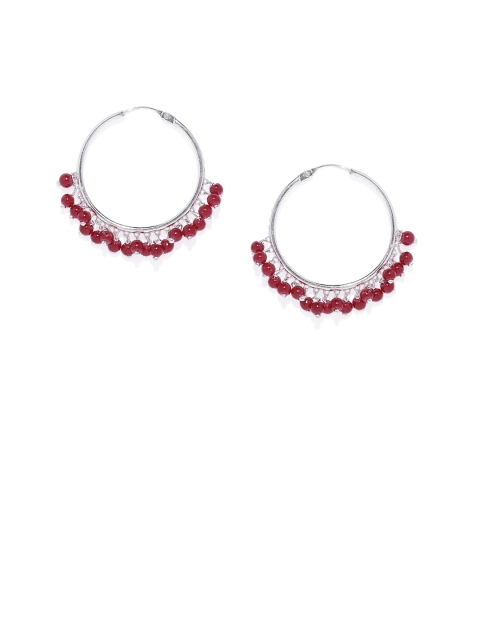 

Peora Gold-Plated & Maroon Circular Handpainted Drop Earrings