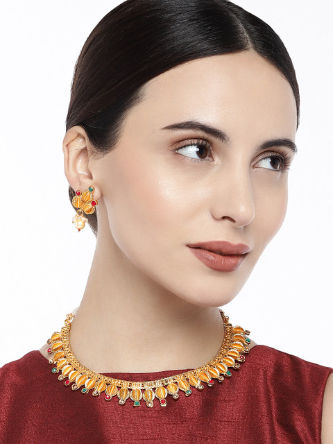 

Peora Gold Plated Stone Studded Designer Jewellery Set