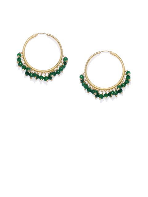 

Peora Gold-Plated & Green Circular Handpainted Drop Earrings