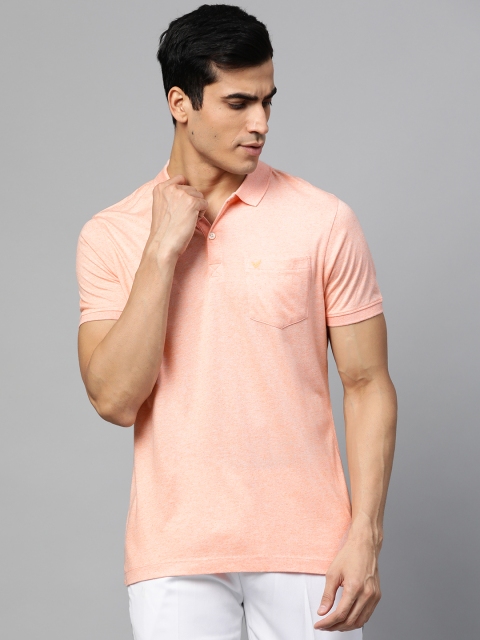

Blackberrys Men Peach-Coloured Grindle Effect Polo Collar T-shirt