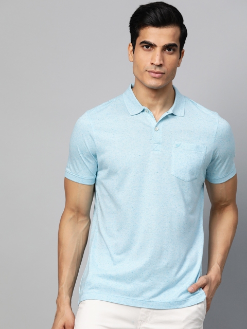 

Blackberrys Men Blue Grindle Effect Polo Collar T-shirt