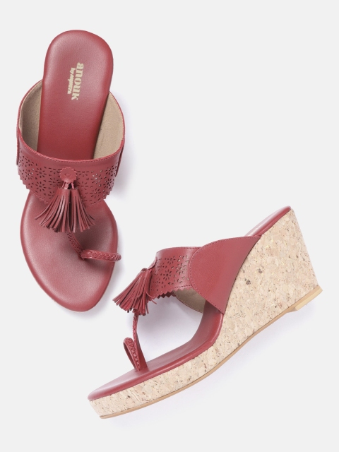 

Anouk Women Maroon Laser Cut Wedges