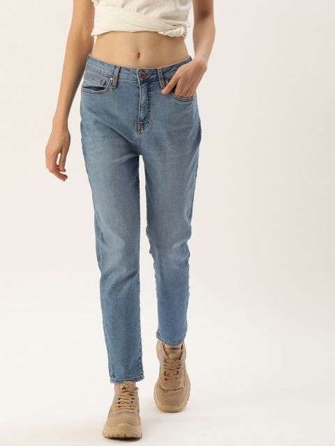 

FOREVER 21 Women Blue Regular Fit Mid-Rise Clean Look Stretchable Jeans
