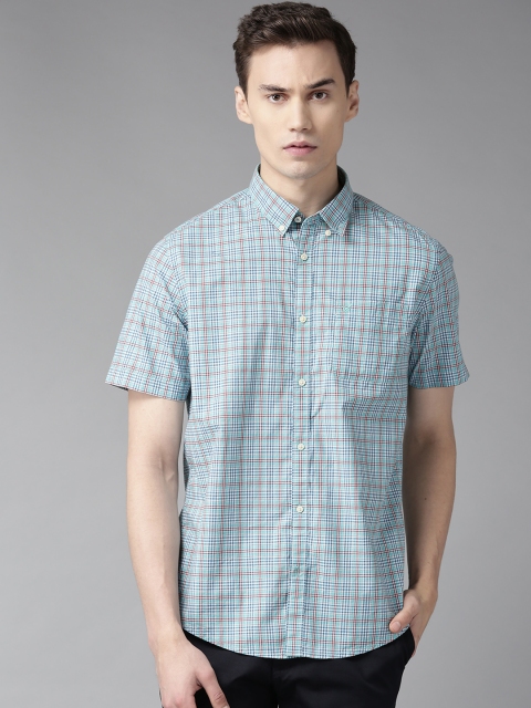 

Blackberrys Men Green & Red Slim Fit Checked Casual Shirt