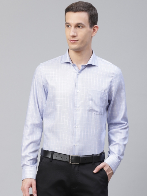 

Blackberrys Men Purple & White Wrinkle Free Slim Fit Checked Formal Shirt