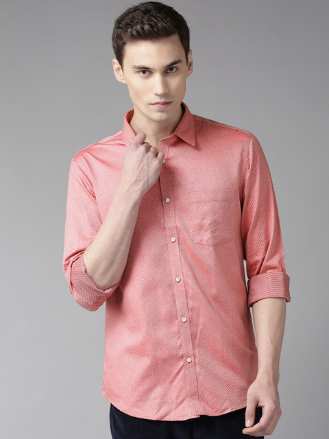 

Blackberrys Men Red & Black Slim Fit Self Design Smart Casual Shirt
