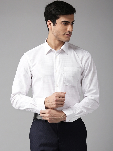 

Blackberrys Men White Slim Fit Self-Striped Formal Shirt