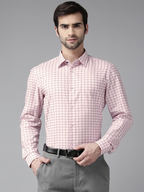 

Blackberrys Men Pink & Maroon Slim Fit Checked Formal Shirt