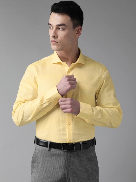 

Blackberrys Men Yellow Slim Fit Self-Striped Formal Shirt