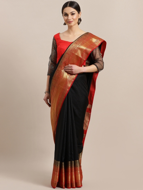 

Chhabra 555 Black & Red Solid Kanjeevaram Saree