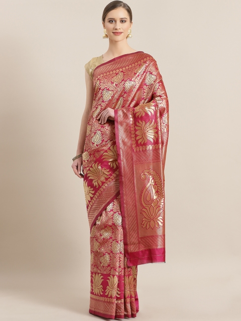 

Chhabra 555 Pink & Golden Woven Design Kanjeevaram Saree