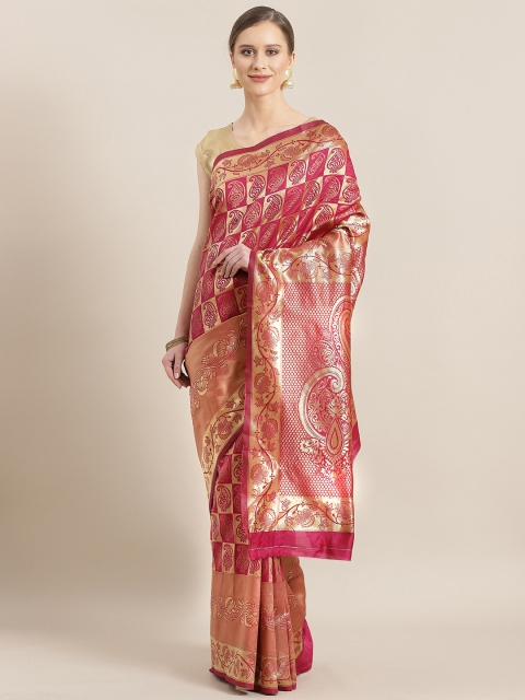 

Chhabra 555 Pink & Golden Woven Design Kanjeevaram Saree