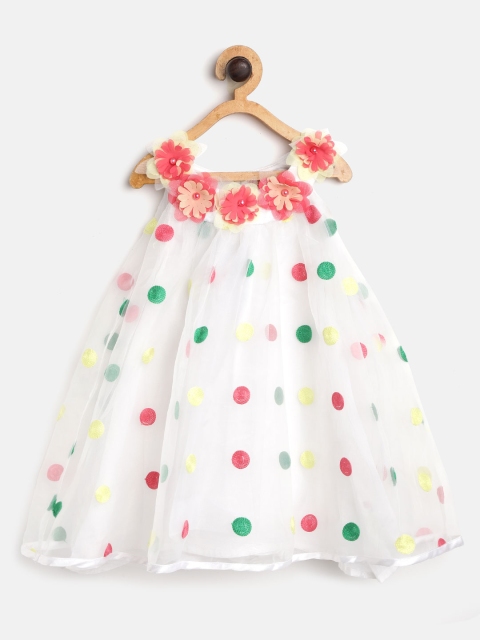 

Nauti Nati Girls White & Red Embroidered A-Line Dress