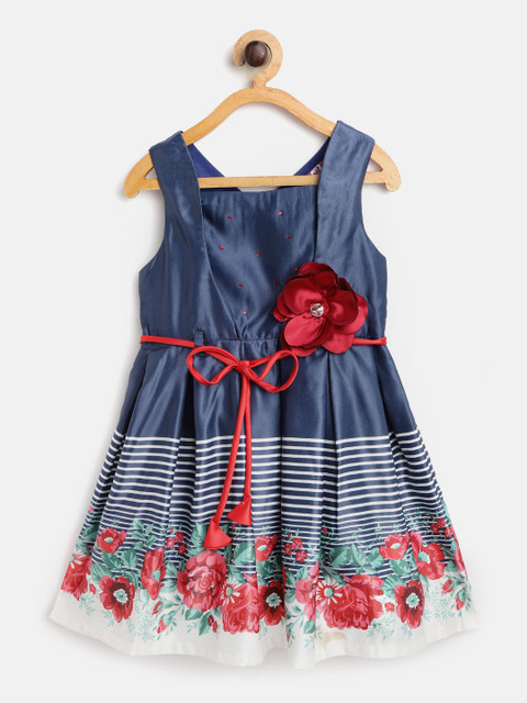 

Nauti Nati Girls Navy Blue & White Striped A-Line Dress