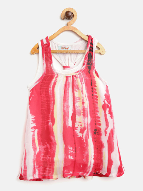 

Nauti Nati Girls Red & White Printed A-Line Top