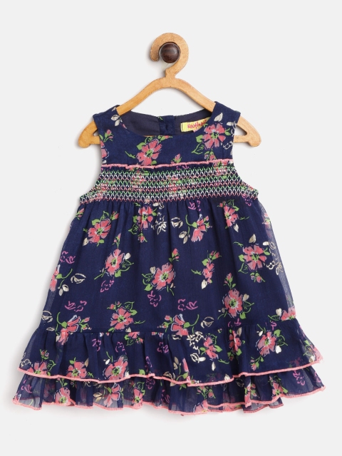 

Nauti Nati Girls Navy Blue & Pink Printed A-Line Dress