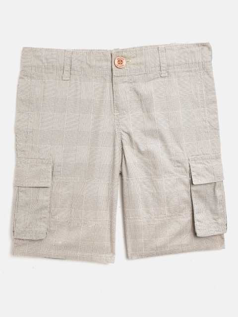 

Nauti Nati Boys Beige Checked Regular Fit Cargo Shorts