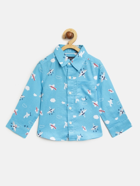 

Nauti Nati Boys Blue & White Printed Regular Fit Shirt