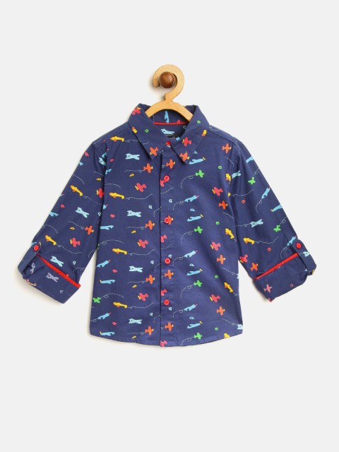 

Nauti Nati Boys Navy Blue & Red Printed Regular Fit Shirt