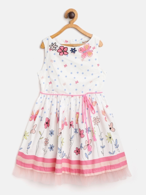

Nauti Nati Girls White & Pink Floral Printed Fit & Flare Dress