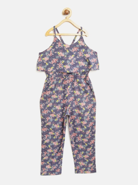 

Nauti Nati Girls Navy Blue & Pink Printed Basic Jumpsuit