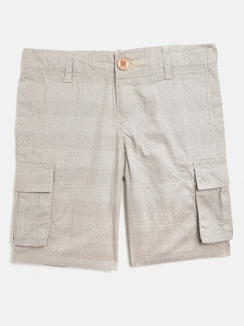 

Nauti Nati Boys Beige Checked Regular Fit Cargo Shorts