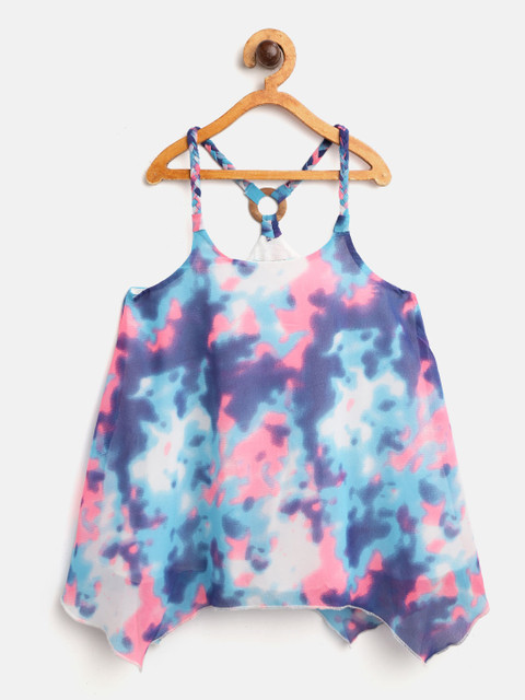 

Nauti Nati Girls Blue & Pink Dyed A-Line Top
