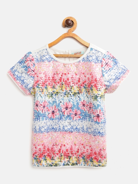 

Nauti Nati Girls Multicoloured Printed Sequinned Top, Multi