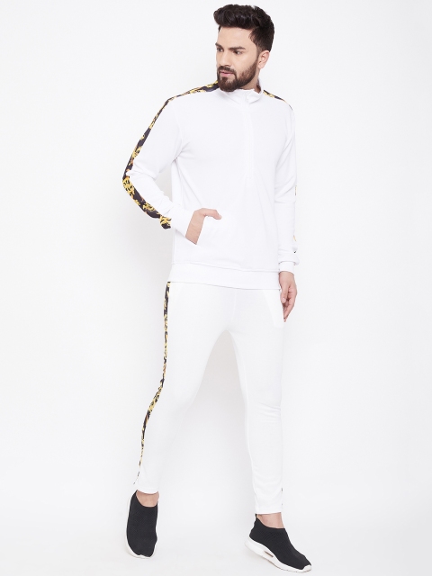 

FUGAZEE Men White Solid Slim Fit Tracksuit
