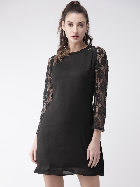

U&F Women Black Solid A-Line Dress
