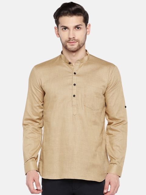 

RAJUBHAI HARGOVINDAS Men Camel Brown Solid Straight Kurta