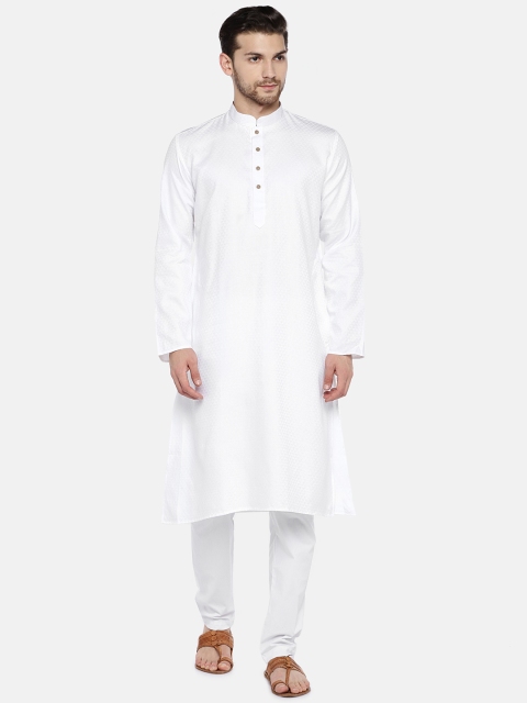 

RAJUBHAI HARGOVINDAS Men White Woven Design Straight Kurta