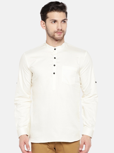 

RAJUBHAI HARGOVINDAS Men Off-White Solid Straight Kurta