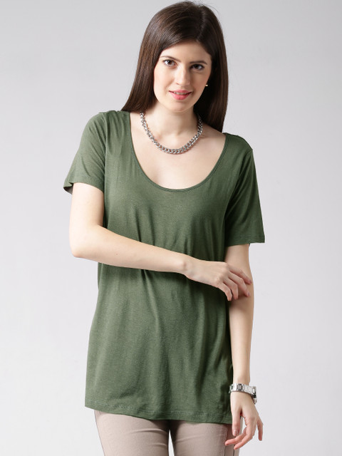 

FOREVER 21 Olive Green High Slit Top